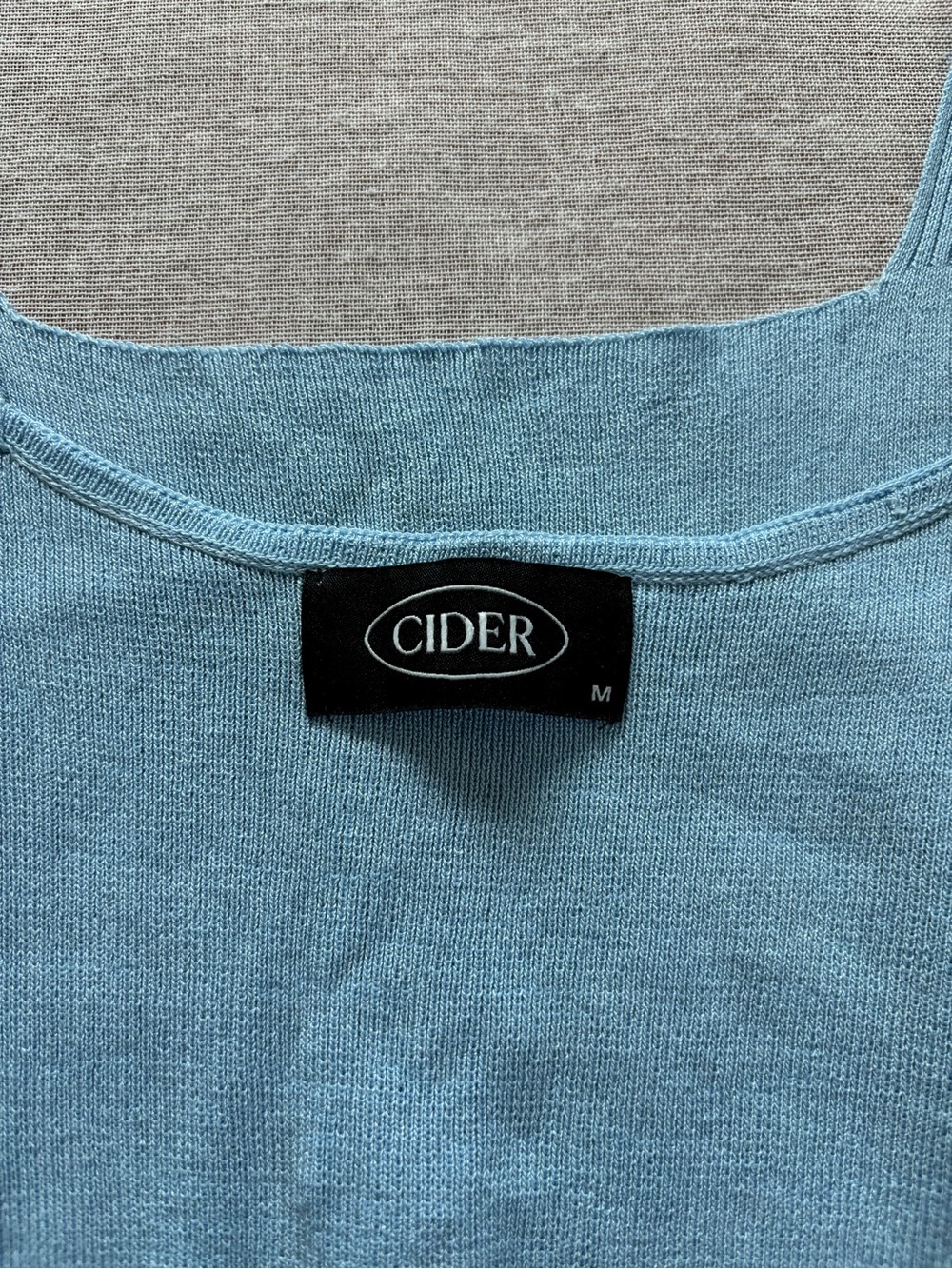 Cider baby blue embroidered knit coquette crop top in size M - Picture 7 of 7